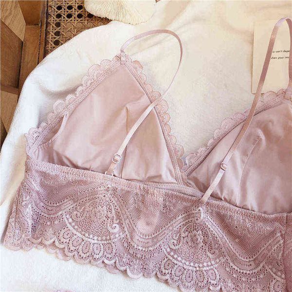 NXY Seksi Set Fransız Bralette Tam Dantel İpek Kadın Push Up Kablosuz Ince Pad Kupası Sütyen Üst Kadın Artı Boyutu Iç Çamaşırı Lingerie 3/4 Fincan Sıcak 1128