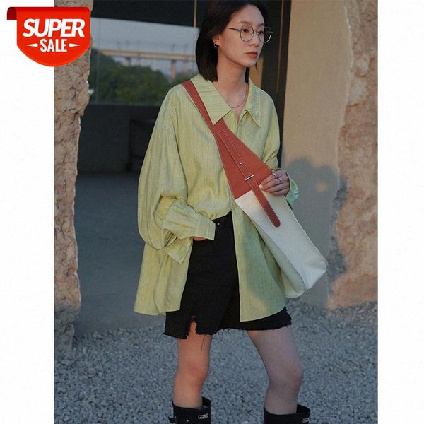 

korean design sense w can b wear a shirt jin classic long-sleeved texture shirt women trendy #wm08, White