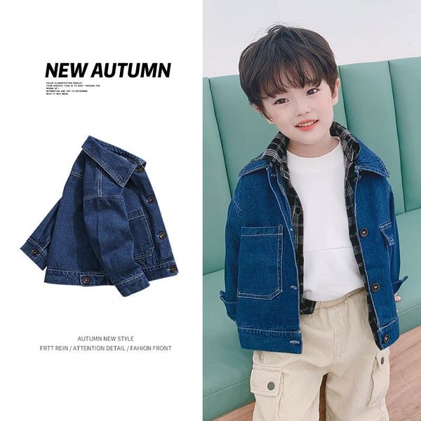 

jackets boy coat jean kidsÂ babyÂ clothesÂ 2021Â cool springÂ autumn party outwear outfitsÂ toddler uniformÂ cottonÂ childrenÂ clothing, Blue;gray