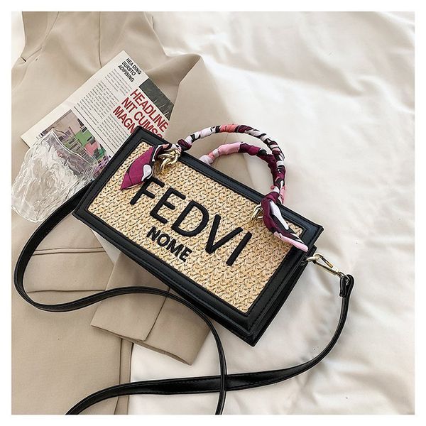 

fashion sense straw handkerchief small square women's bag 2021 new fashion personality one shoulder messenger bag