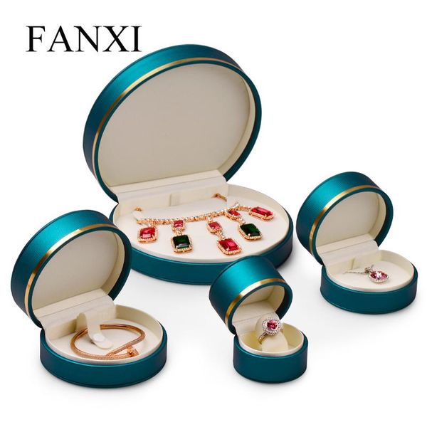

jewelry pouches, bags oirlv gorgeous leather round double pad box ring bracelet display packaging storage packing gift, Pink;blue