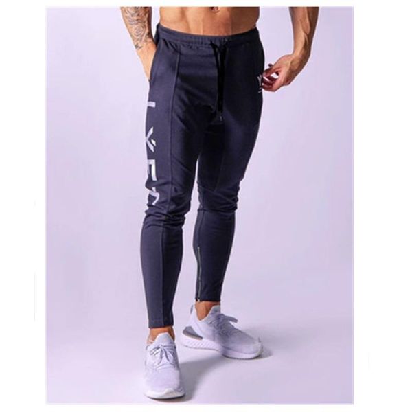 

mens jogging pants fashion trend sport running gym pants men sweatpants designer male cotton trackpants slim fit bodybuilding trouser, Black