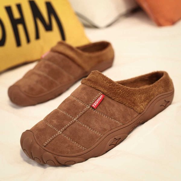 

slippers men winter outdoor men shoes waterproof cold-proof casual shoes men plush warm man slip-on driving footwear big size 48 210619, Black