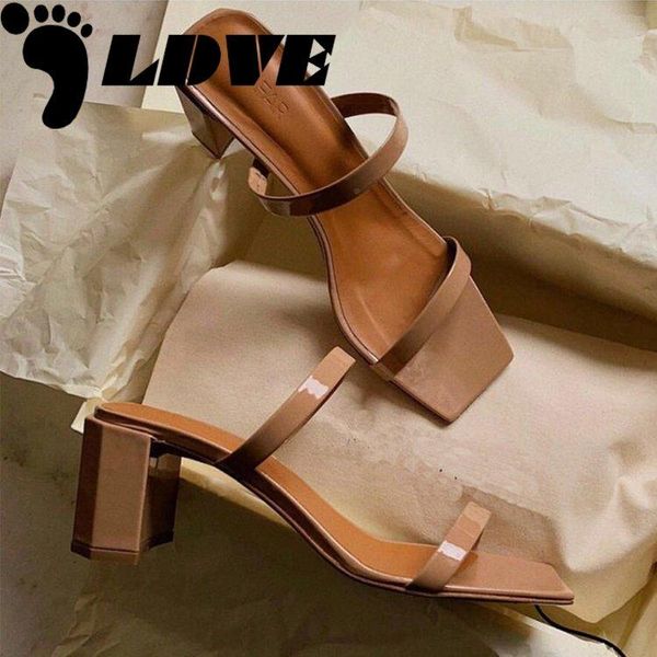 

slippers summer med heels party mules shoes ladies 2021 women slides fashion female concise pu, Black