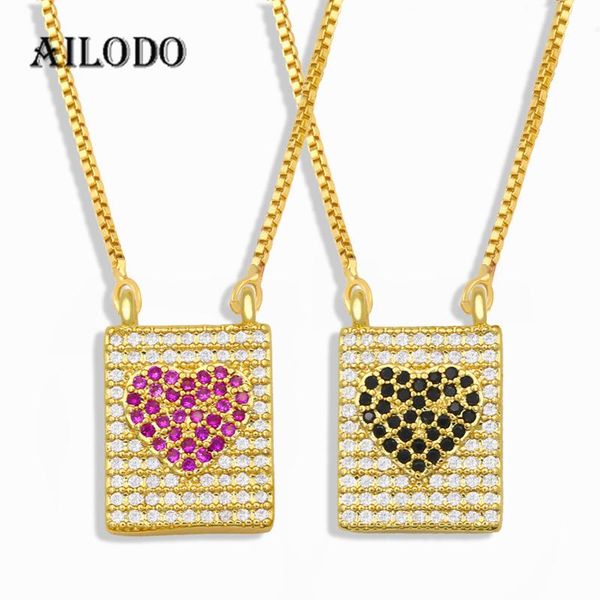 

ailodo cubic zirconia heart necklace for women gold color party wedding pendant fashion jewelry girls gift 21jan01 necklaces, Silver