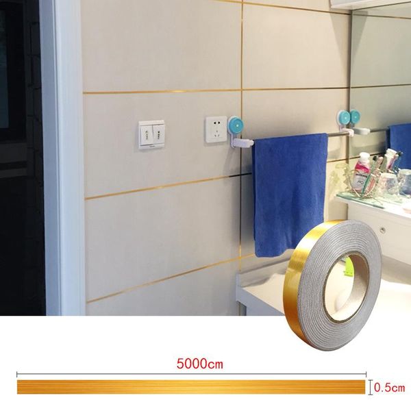

wall stickers ceramic tile mildewproof gap tape sealing waterproof foil strip silver golden rims jy