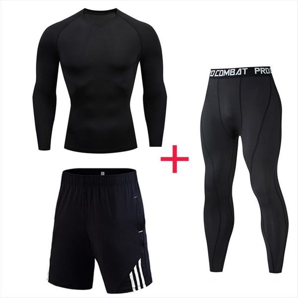 

brand sportswear track and field men tracksuits training thermal underwear set tight compression running shirt fitness jogging suit, Gray