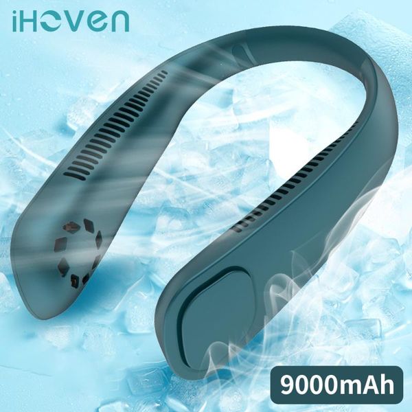 

electric fans ihoven mini neck fan portable bladeless rechargeable leafless hanging air cooler cooling wearable neckband
