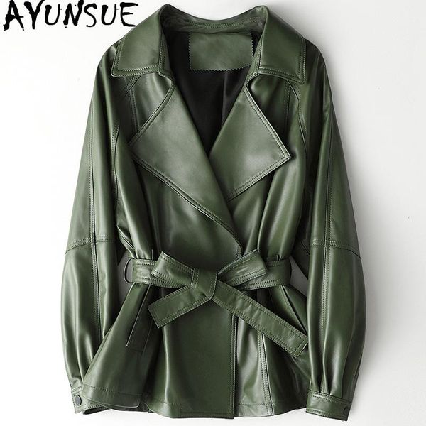 

women's leather & faux ayunsue 2021 jacket korean real sheepskin coat ladies geniuin jackets autumn hq19-cjx19025a kj3541, Black