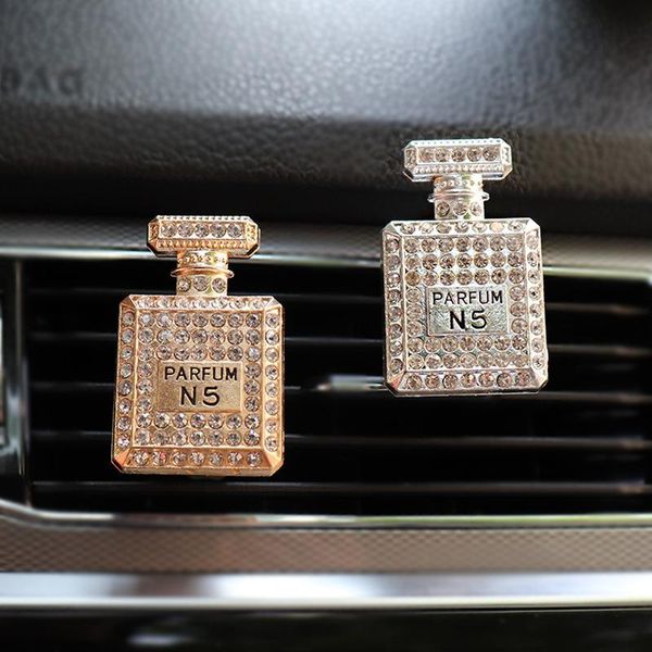 

car air freshener no5 perfume bottle diamond square mini bling accessories interior woman ornament aroma gift