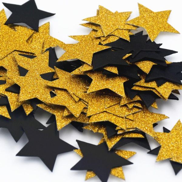 

party decoration 100pc/pack star glitter paper confetti 3cm gold silver black for sequin christmas year table scatter decor diy supplie