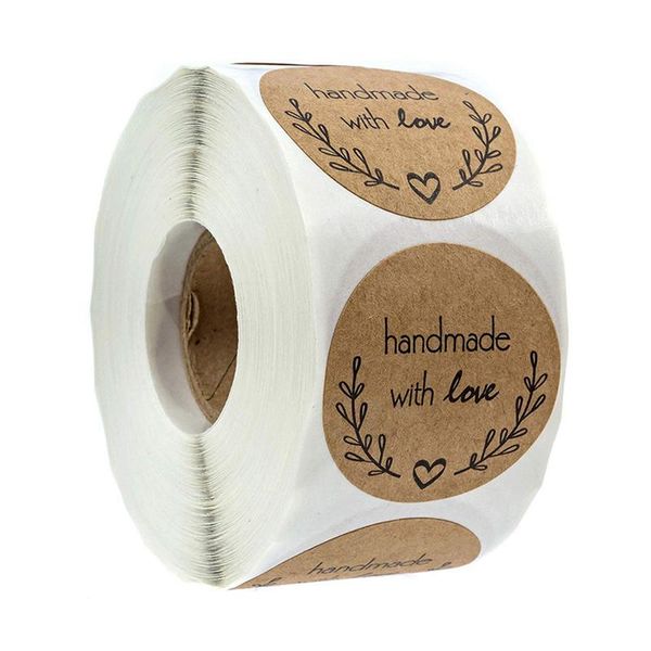 

gift wrap 500pcs/rolls round natural kraft handmade stickers scrapbooking for package adhesive thank you sticker seal labels stationery