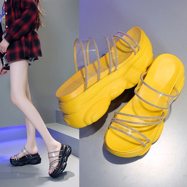 

summer new thick bottom muffin slippers for women's fashion, Black