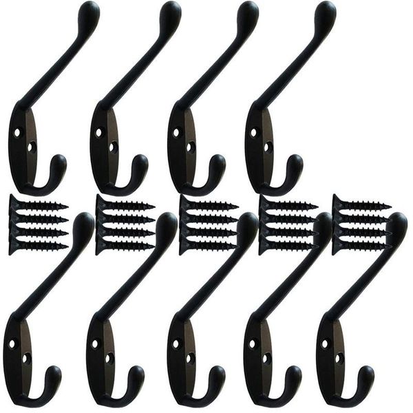 

pack heavy duty coat hooks wall mounted for hat hardware dual prong retro hanger with 20 screws black color hangers & racks