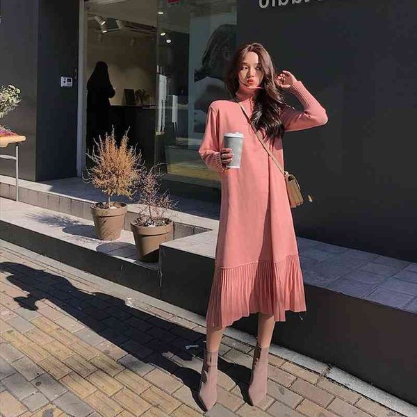 

sweater casual maxi winter women dress turtleneck knitting party loose long plus size, Black;gray