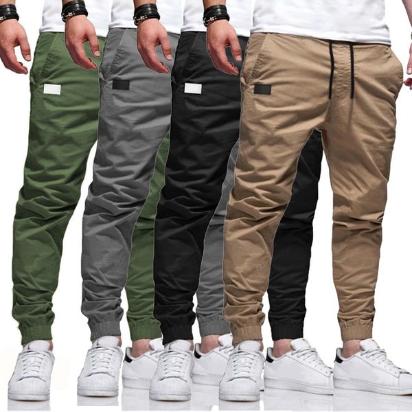 

men's casual tactical jeans pants long trousers harem hip streetwear fashion cargo jogger men, Blue