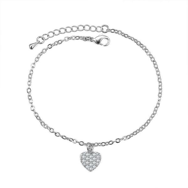

link, chain adjustable trendy silver plated heart love crystal bracelets for women wedding jewelry charming bracelet & bangles, Black