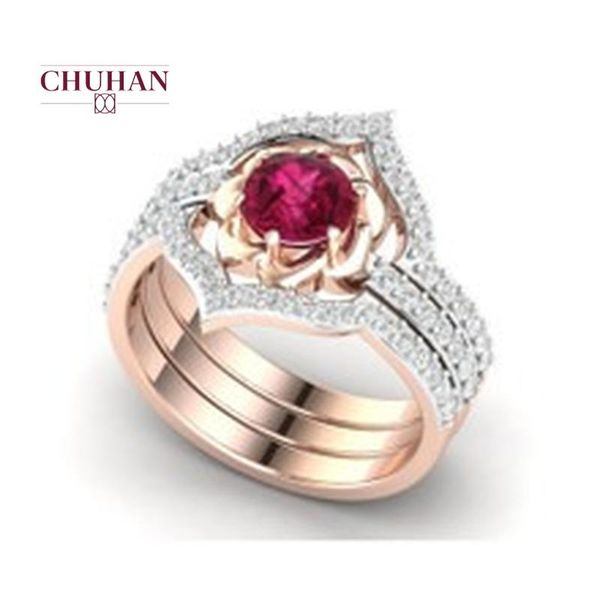 

cluster rings chuhan fashion creative flowers crystal finger wedding for women rose gold zircon glamour ring jewelry girl gift c534, Golden;silver