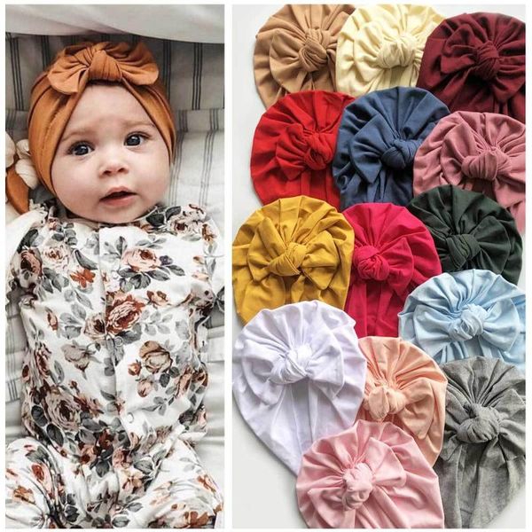 

caps & hats cotton bow baby girl hat elastic beanie for girls infant turban soft bonnet headwraps toddler kids cap 0-3t, Yellow