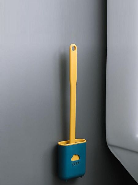 

bath accessory set silicone wall-mounted toilet brush proof flat head flexible soft bristles long handle wc with base bathroom accessories