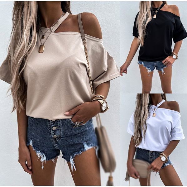 

o-neck short sleeve women's tshirt loose solid ladies tshirts 2021 fashion casual women summer clothes top, White
