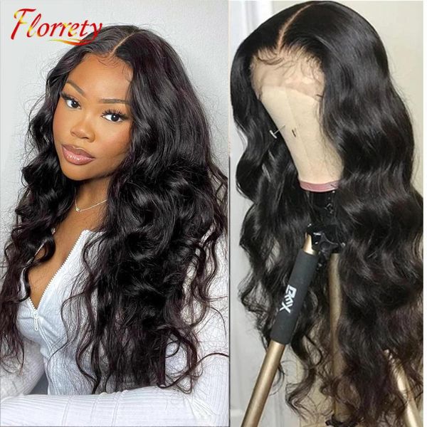 

florrety body wave wigs 13x4 lace frontal 4x4 closure human hair pre plucked baby 180% density, Black;brown