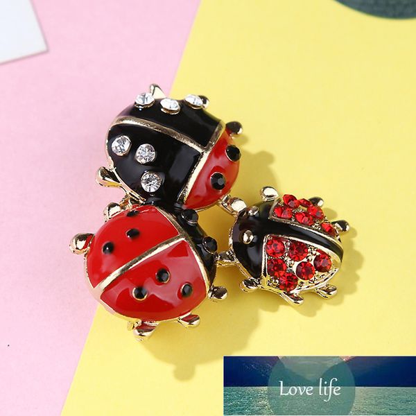 

ladybugs enamel pin vintage rhinestone insect brooch jewelrymetal brooches for women men banquet party clothes pins, Gray