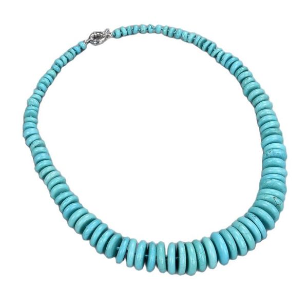 

chokers jk 10x26mm blue turquoise stone necklace, Golden;silver