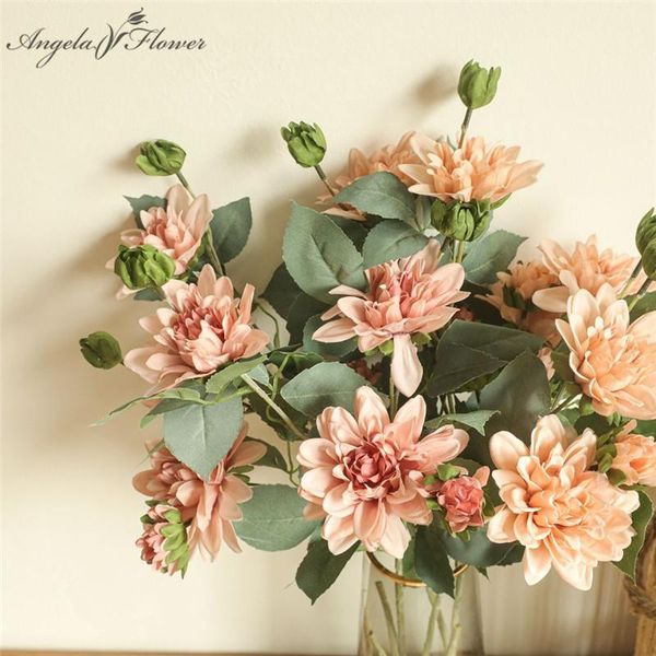 

artificial flower dahlia peony fake green plants wedding arrangement accessories home decoration po props decorative flowers & wreaths