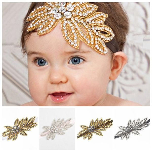 

hair accessories yundfly vintage girls flower rhinestone headband gold silver elastic kids wedding party pography prop, Slivery;white