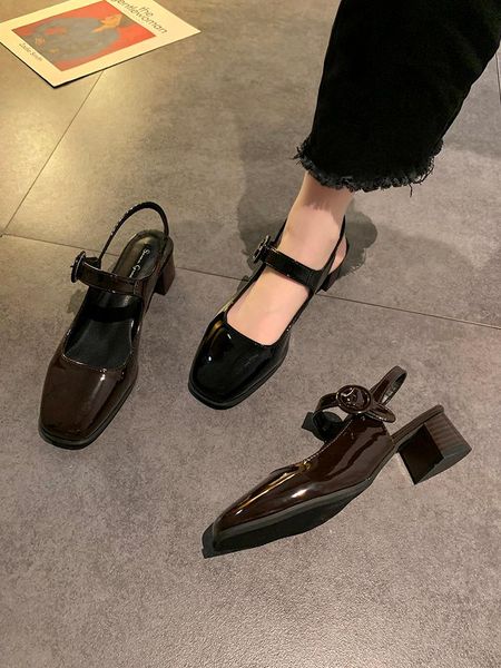 

sandals med anti-skid 2021 summer sale of women's shoes luxury suit female beige square toe all-match block heels espadrilles pl, Black