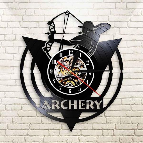 

wall clocks retro nostalgic warrior bow arrow archery cd record clock theme diy removable art watch home room decor