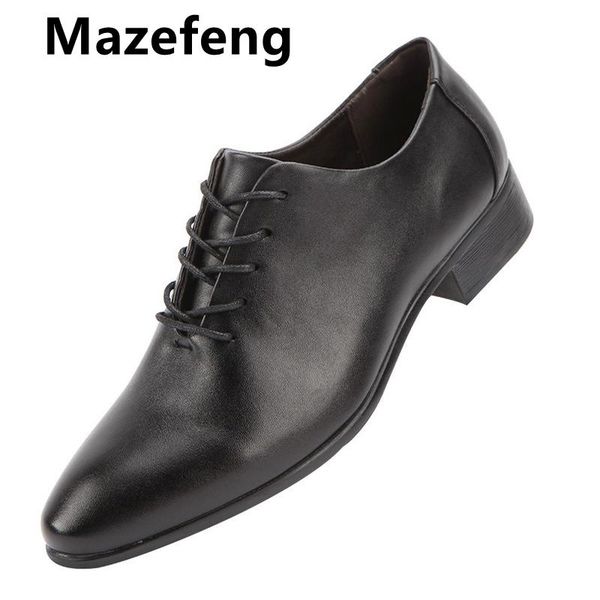 

mazefeng 2021 men's quality patent leather shoes british business extra size 38-47 soft man split dress shoe, Black