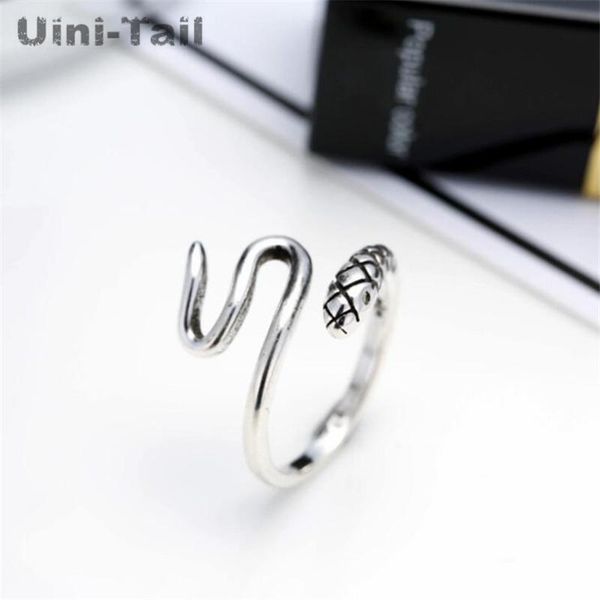 

cluster rings uini-tail 925 sterling silver vintage winding snake open ring fashion trendy flowing jewelry ed652, Golden;silver