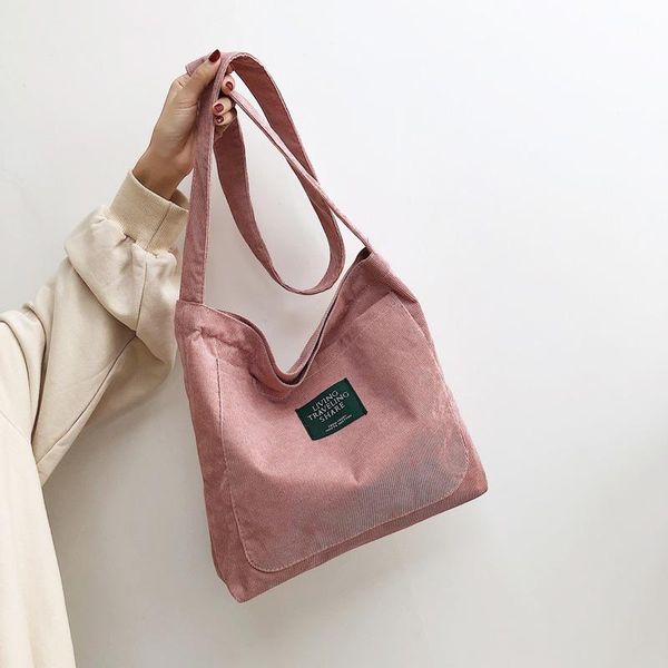 

evening bags women corduroy shoulder bag quality canvas crossbody simple cloth fabric handbag tote solid zipper messenger for girls