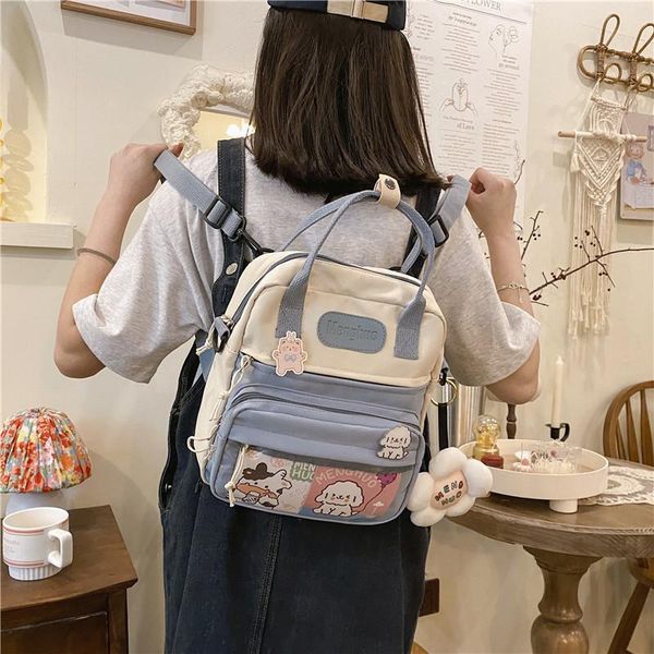 

backpack korean style cute mini backpacks women waterproof nylon small shoulder bags for teenage girls schoolbags flower travel