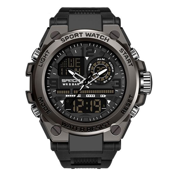 

wristwatches fashion dual time zone watch for men student electronic sports digital watches outdoor waterproof men's versatile, Slivery;brown