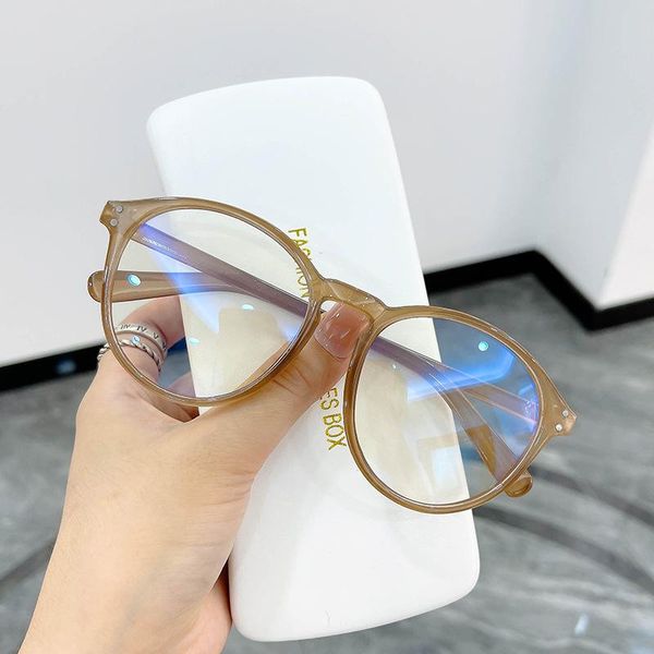 

fashion sunglasses frames anti blue light round glasses frame women transparent computer optical blocking eyeglasses men lentes de mujer, Black