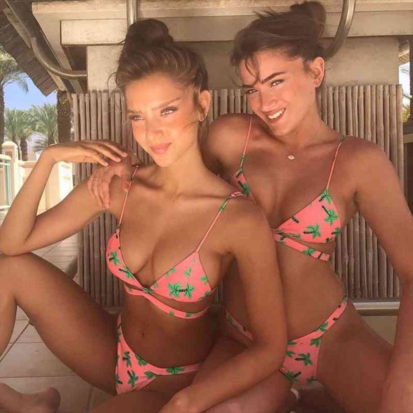

print bikini low waist swimsuit women swimwear halter bikini set summer backless beach bathing suit female beachwear, White;black