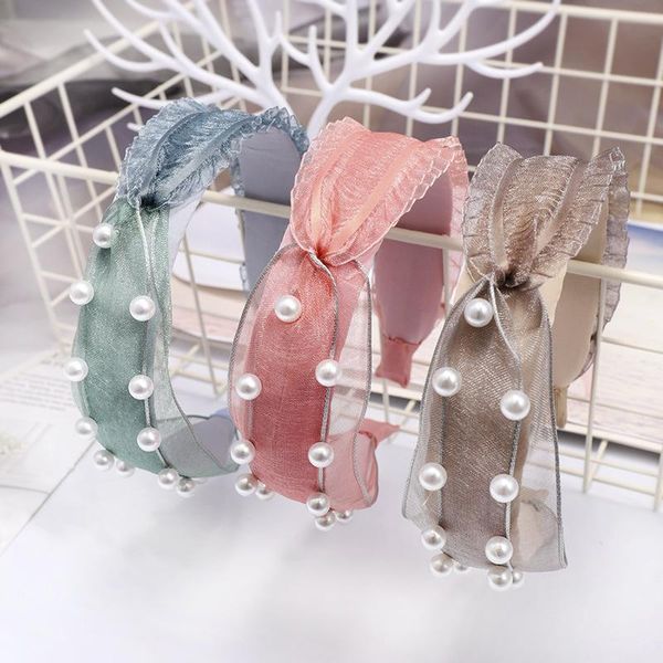 

fashion korean sweet yarn headband style simple fabric pearl hairpin hair accessories