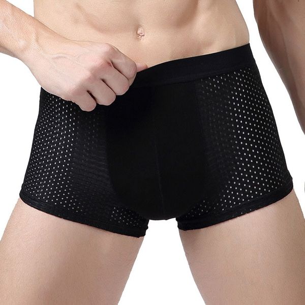 

brand men underwear summer soft breathable solid color gentle flexible super-elastic plus size 4xl men's boxer red, Black;white