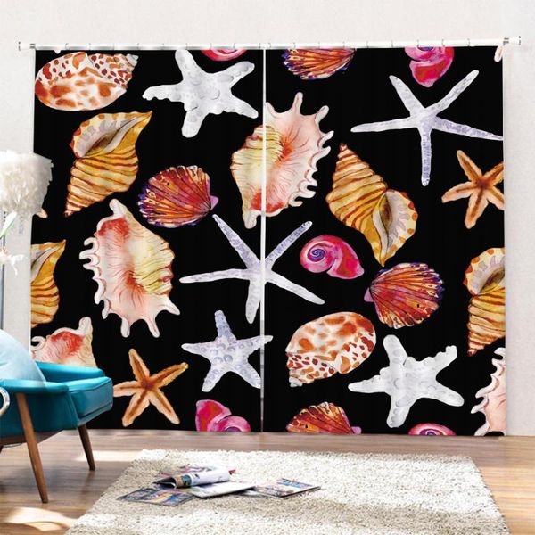 

curtain & drapes kitchen curtains ocean beach starfish shell window for living room bedroom kids