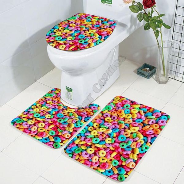 

toilet seat covers candy three-piece set 3d printed bathroom pedestal rug lid cover bath mat 04