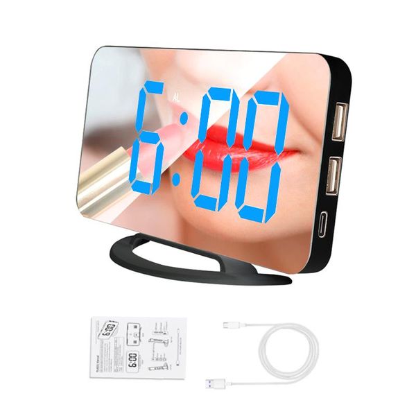 

other clocks & accessories multifunctional with backlight living room office led digital display mirror home bedroom bedside gift snooze mod