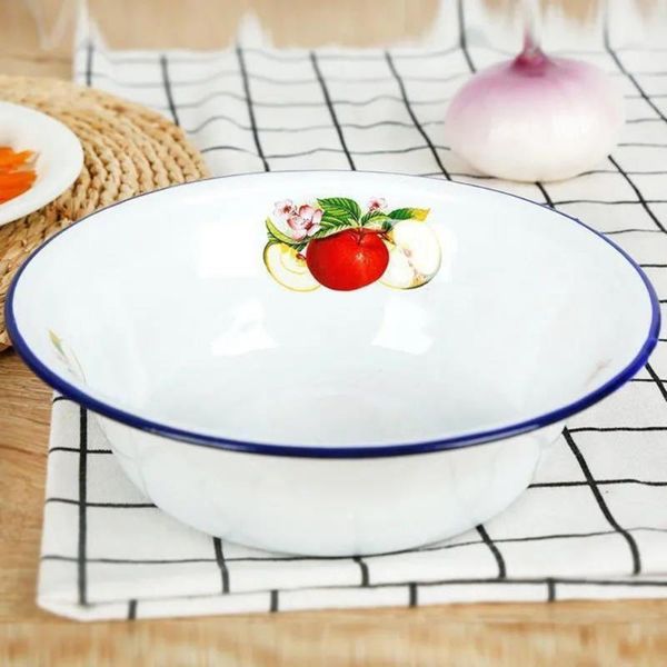 

bowls enamel basin durable exquisite retro fruit pattern soup for restaurant bowl