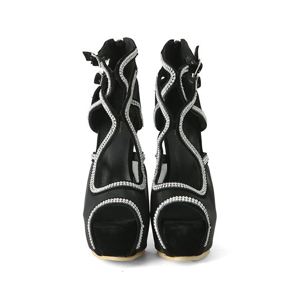 

sandals olomm female platform strass stiletto peep shoes black toe party and more 4-15 size hsns