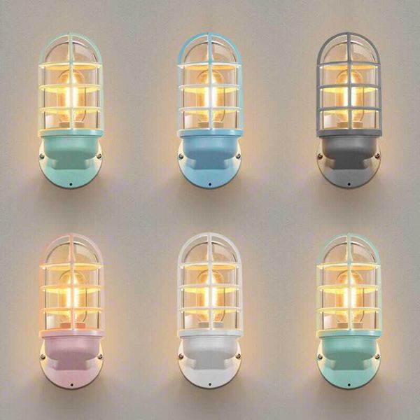 

modern e27 led wall lamp,candy macaron colorful iron lampshade water pipe sconce light fixture for living room bedroom art lamps