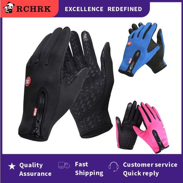 

ski gloves outdoor windproof winter warm zipper glove snow snowboard motorcycle riding touch screen