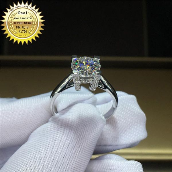 

cluster rings 100%18k goldr ring 1ct d vvs moissanite engagement&wedding jewellery with certificate 0037, Golden;silver