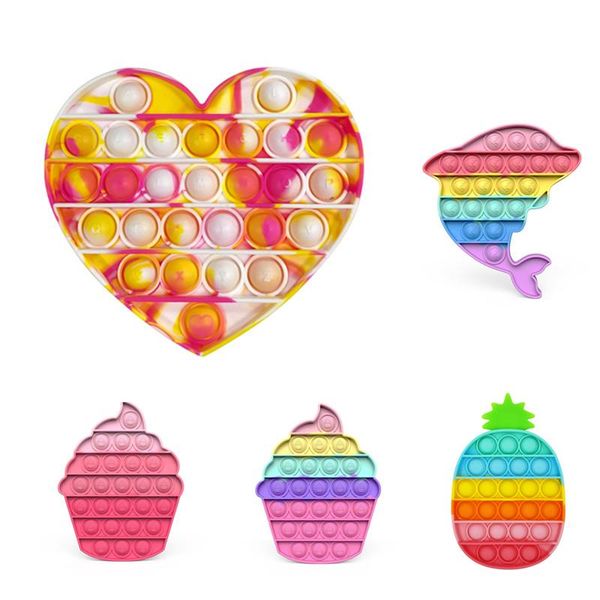 

it fidge toys push bubble rainbow antistress relieve autism helps stress increase focus kids party favor